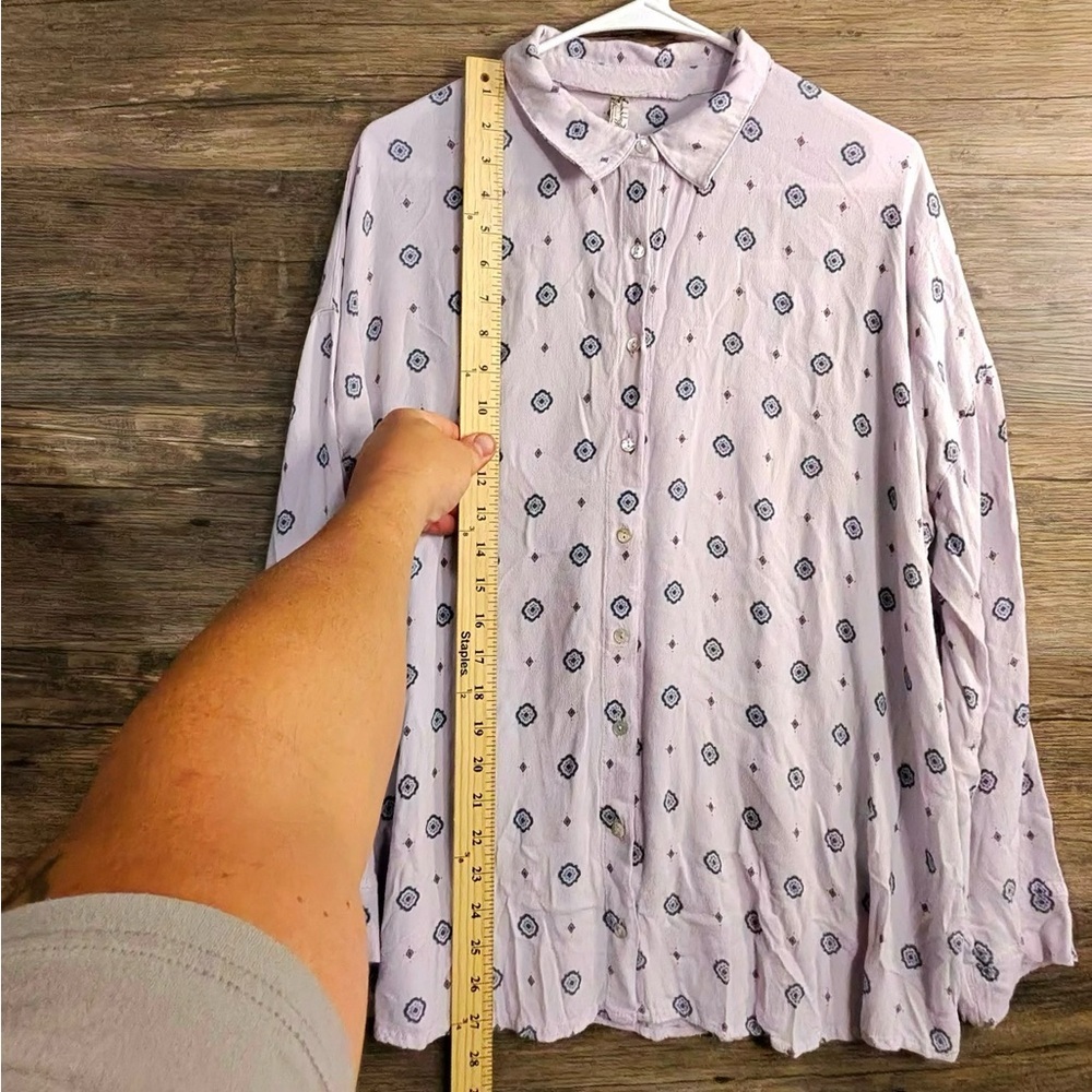 Intimately Free Chic Light Patterned Button Down … - image 5